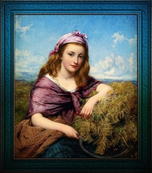 Farm Girl with Sickle and Cut Flowers by Edward John Cobbett Fine Art Old Masters Reproduction